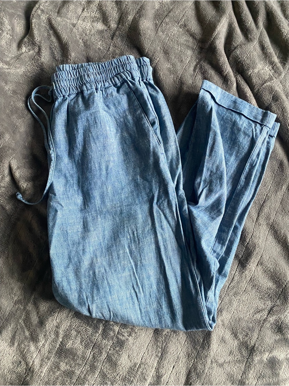 J. Crew Women's Chambray Elastic Waist Linen Ankle Pants